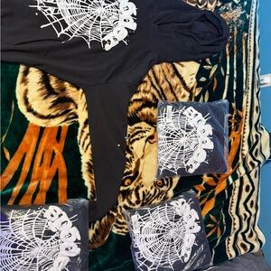 Black Hoodie with White Spider Web Design